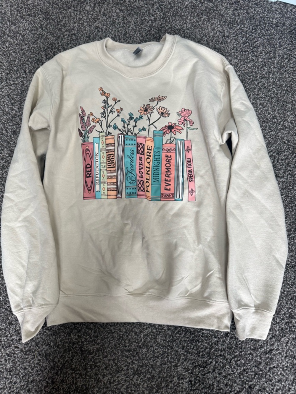 Floral Taylor Swift Eras books Graphic Crewneck Sweatshirt - Cream